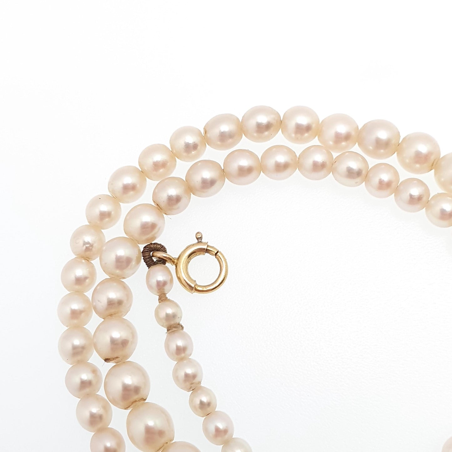 Antique 9ct 9k Cultured Pearl Necklace Gold Clasp 41cm 13.98g Vintage Solid 375 Genuine Real Pearls Jewelry Jewellery