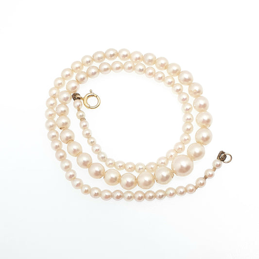 Antique 9ct 9k Cultured Pearl Necklace Gold Clasp 41cm 13.98g Vintage Solid 375 Genuine Real Pearls Jewelry Jewellery