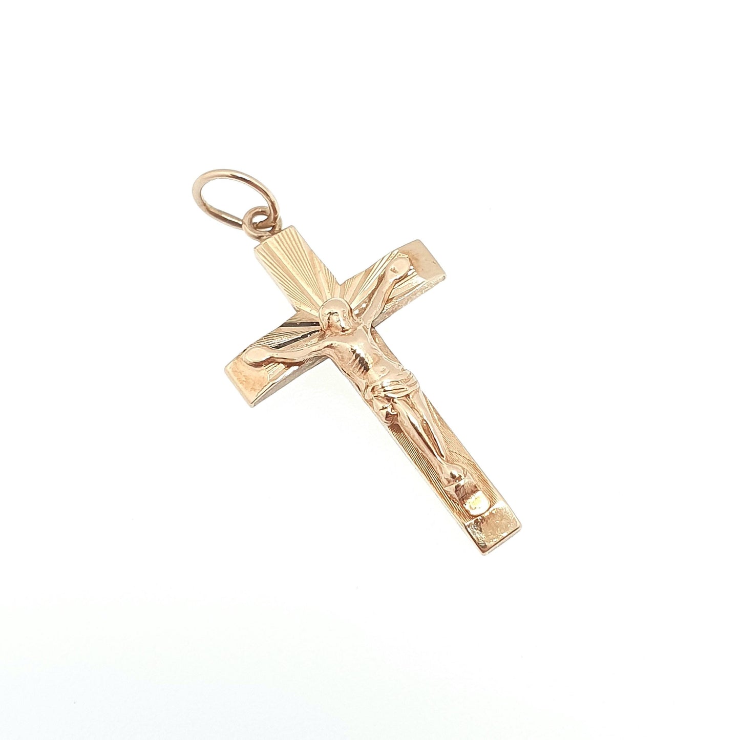 Vintage 9k 9ct Gold Jesus On The Cross Crucifix Necklace Pendant Charm Christian Catholic Solid 375 Religious Mens Womens Jewelry Jewellery