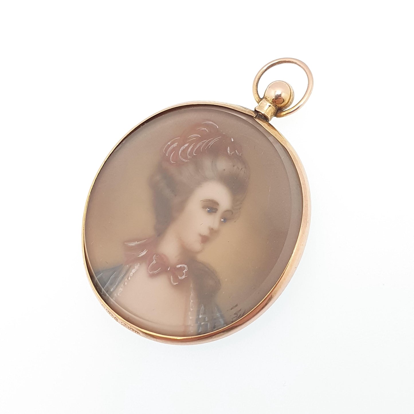 Antique 9ct Gold Locket Pendant Necklace Solid 375 9k 9kt Round Circle Vintage Photo Picture Glass Jewelry Jewellery