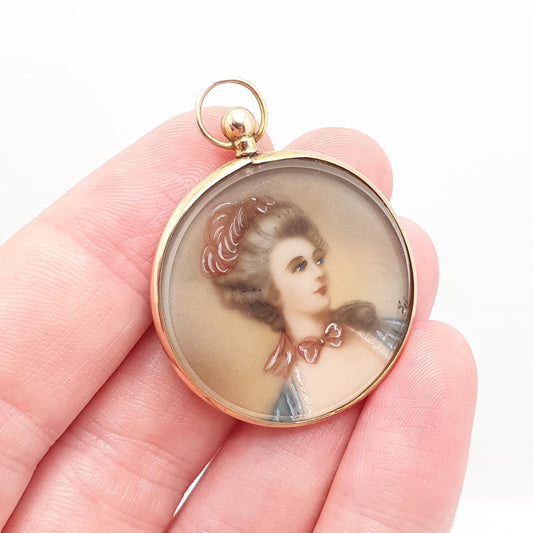 Antique 9ct Gold Locket Pendant Necklace Solid 375 9k 9kt Round Circle Vintage Photo Picture Glass Jewelry Jewellery