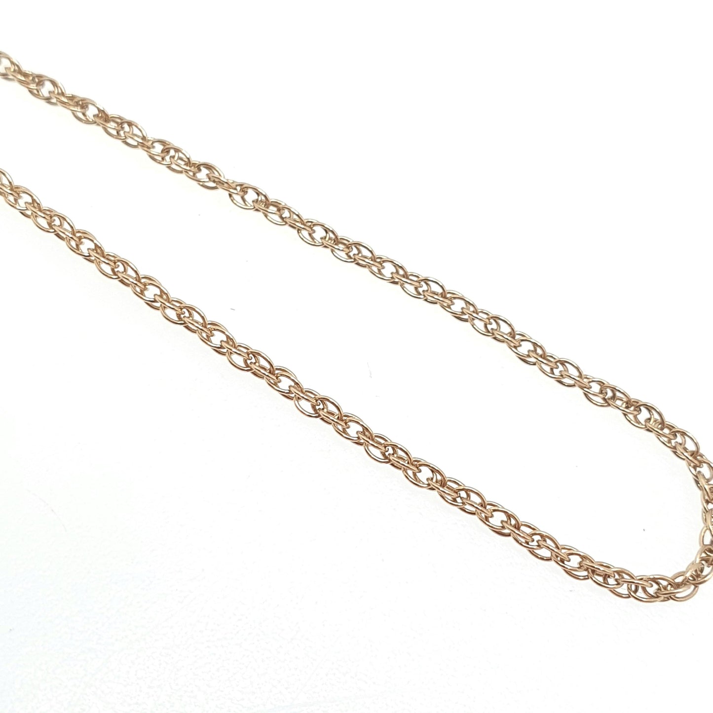 Vintage 9k 9ct Gold Chain Necklace Yellow Rope Link 47cm 18.5" 2.06g Twisting Helix Twist Solid 9kt 375 9 Carat Mens Womens Jewelry