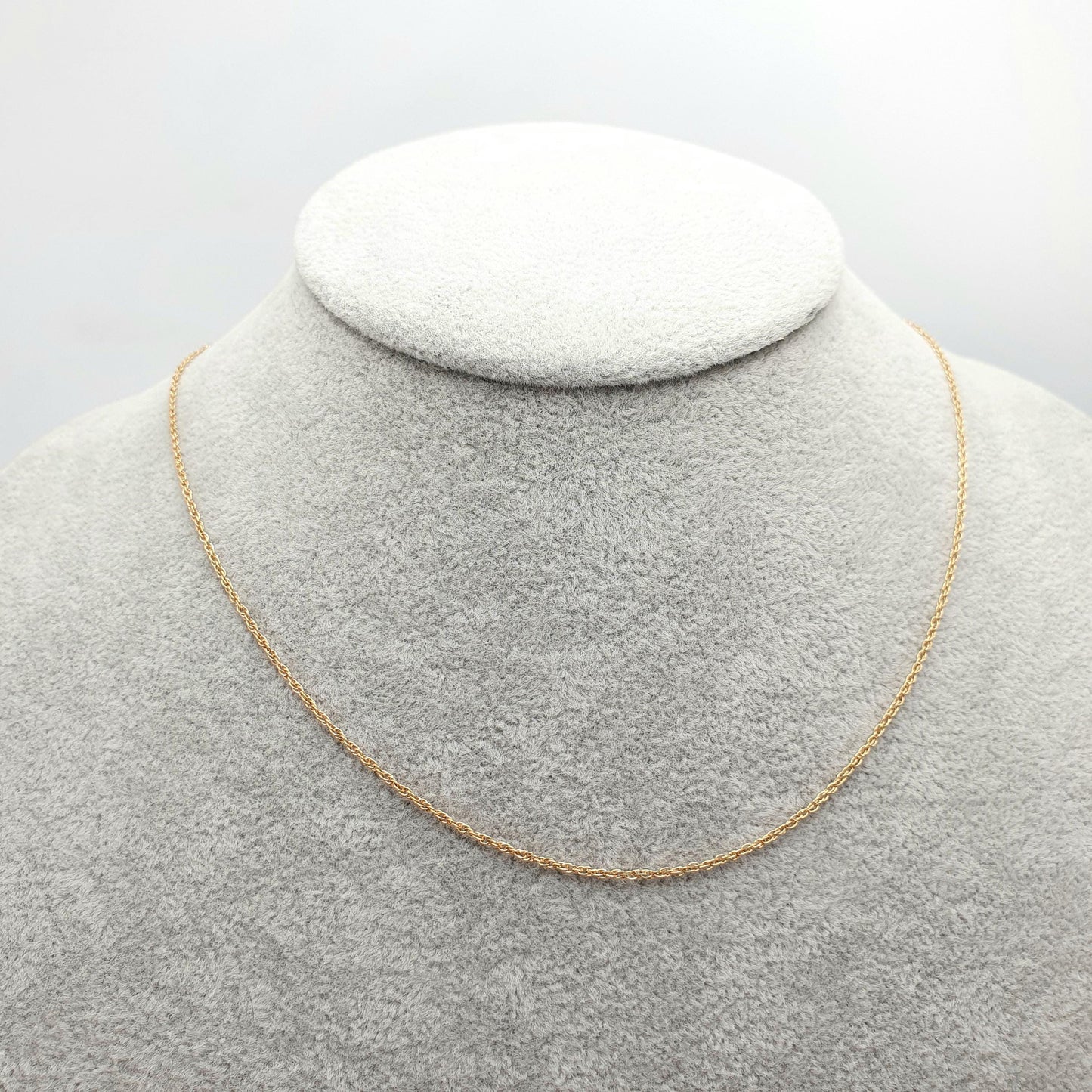 Vintage 9k 9ct Gold Chain Necklace Rope Link 40cm 15.7" 1.50g Solid 9kt 375 Helix Twist Mens Womens Jewelry