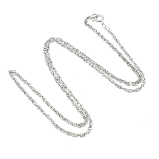 Vintage Sterling Silver Rope Link Chain Necklace Helix Twist Links 56cm 7.51g Long Unisex Mens Womens Jewelry Jewellery Retro
