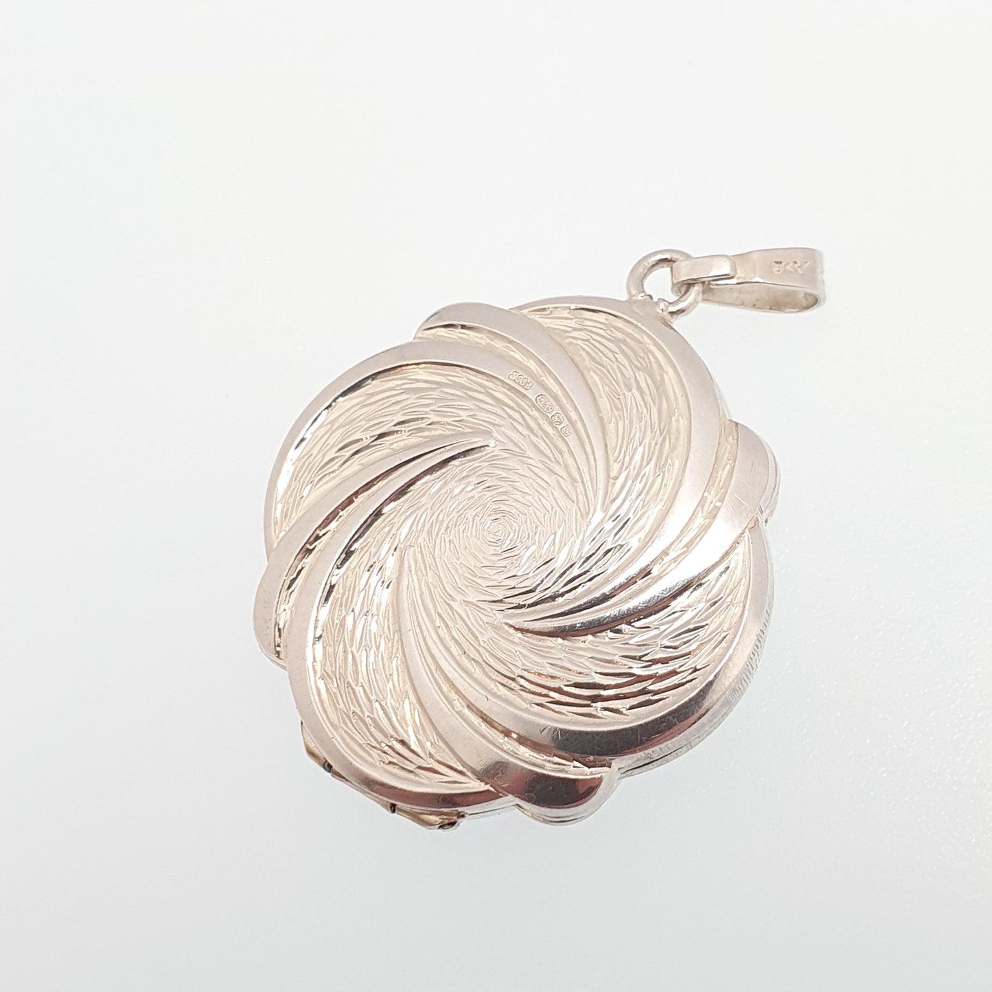 Vintage Sterling Silver Spiral Locket Swirl Embossed A*D Andreas Daub Necklace Pendant Photo Gift Jewelry Womens Jewellery