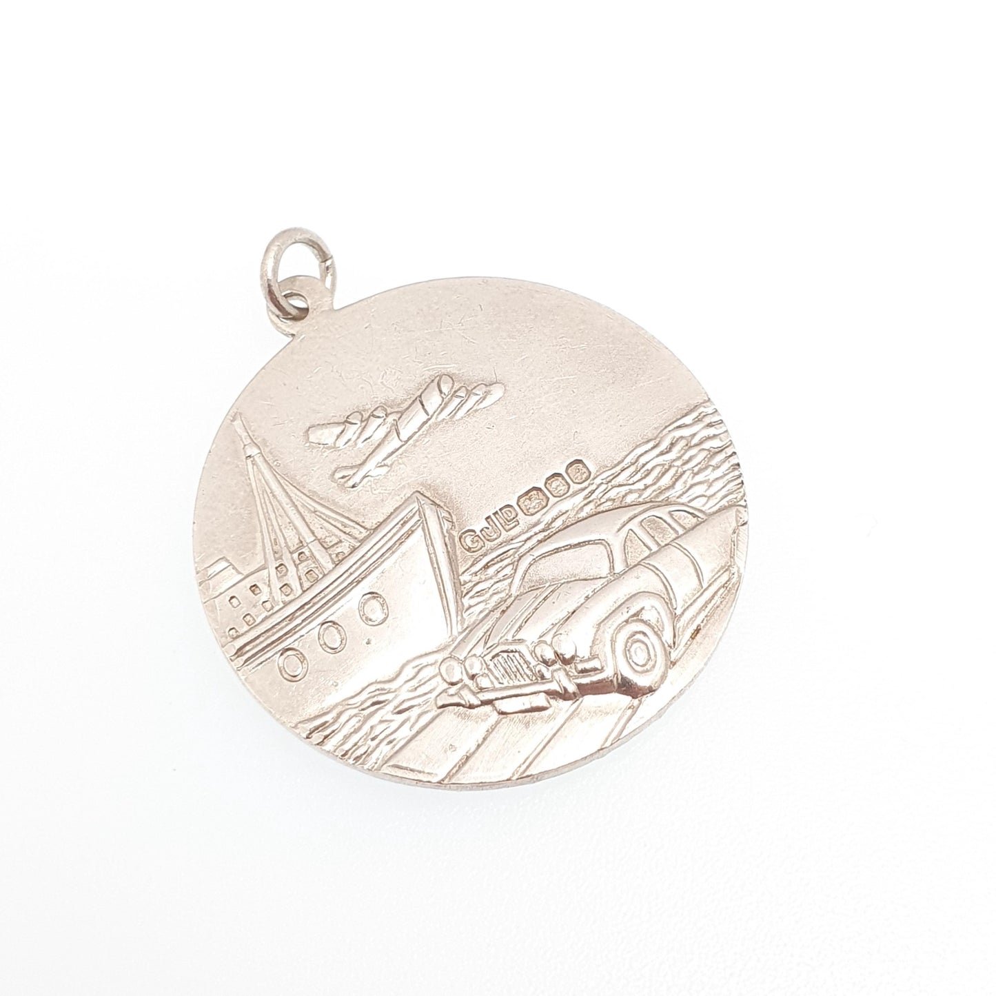 GEORG JENSEN Vintage Sterling Silver St Christopher Pendant Necklace Car Plane Double Sided Necklace Saint Jewellery Jewelry Men Women