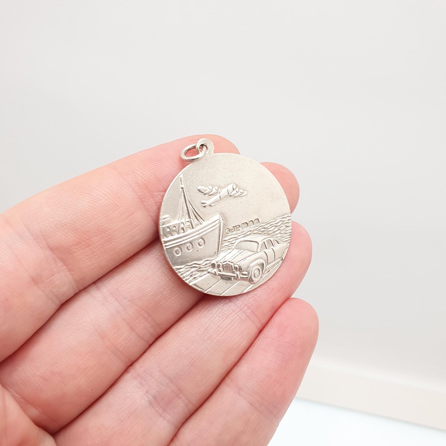 GEORG JENSEN Vintage Sterling Silver St Christopher Pendant Necklace Car Plane Double Sided Necklace Saint Jewellery Jewelry Men Women