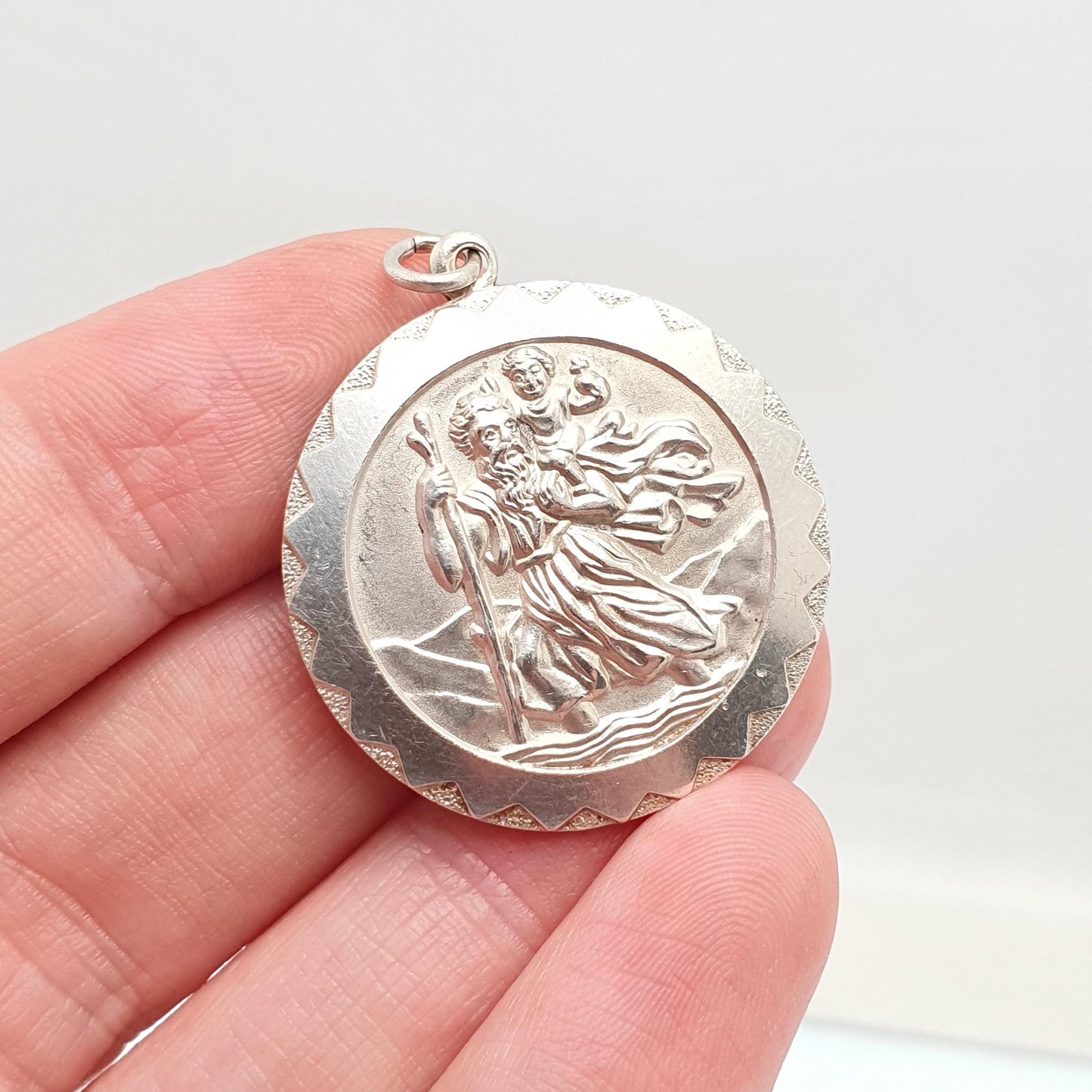 GEORG JENSEN Vintage Sterling Silver St Christopher Pendant Necklace Car Plane Double Sided Necklace Saint Jewellery Jewelry Men Women