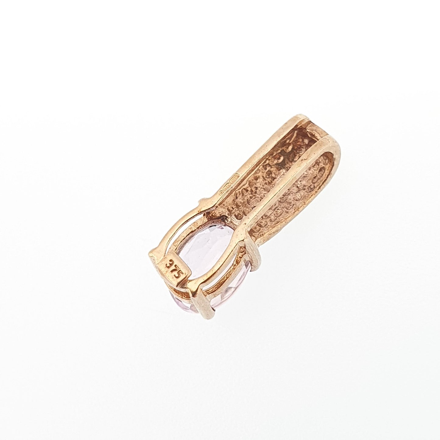 Vintage 9ct 9k Gold Amethyst & Diamond Pendant Necklace Solid 9k 375 Lilac Light Purple Genuine Real Gemstone Jewellery Jewelry