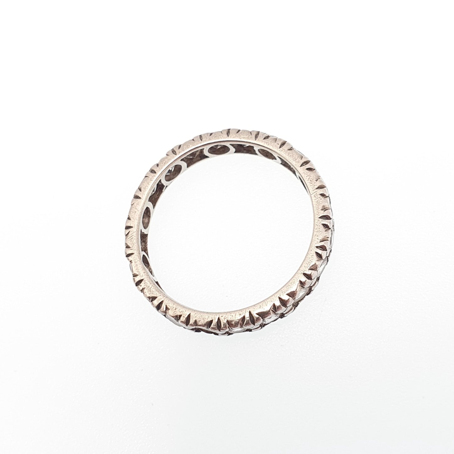 Antique Solid Silver Eternity Ring White Quartz Gemstone Art Deco 1920s Full Band Stacker Stacking Vintage Jewelry Jewellery