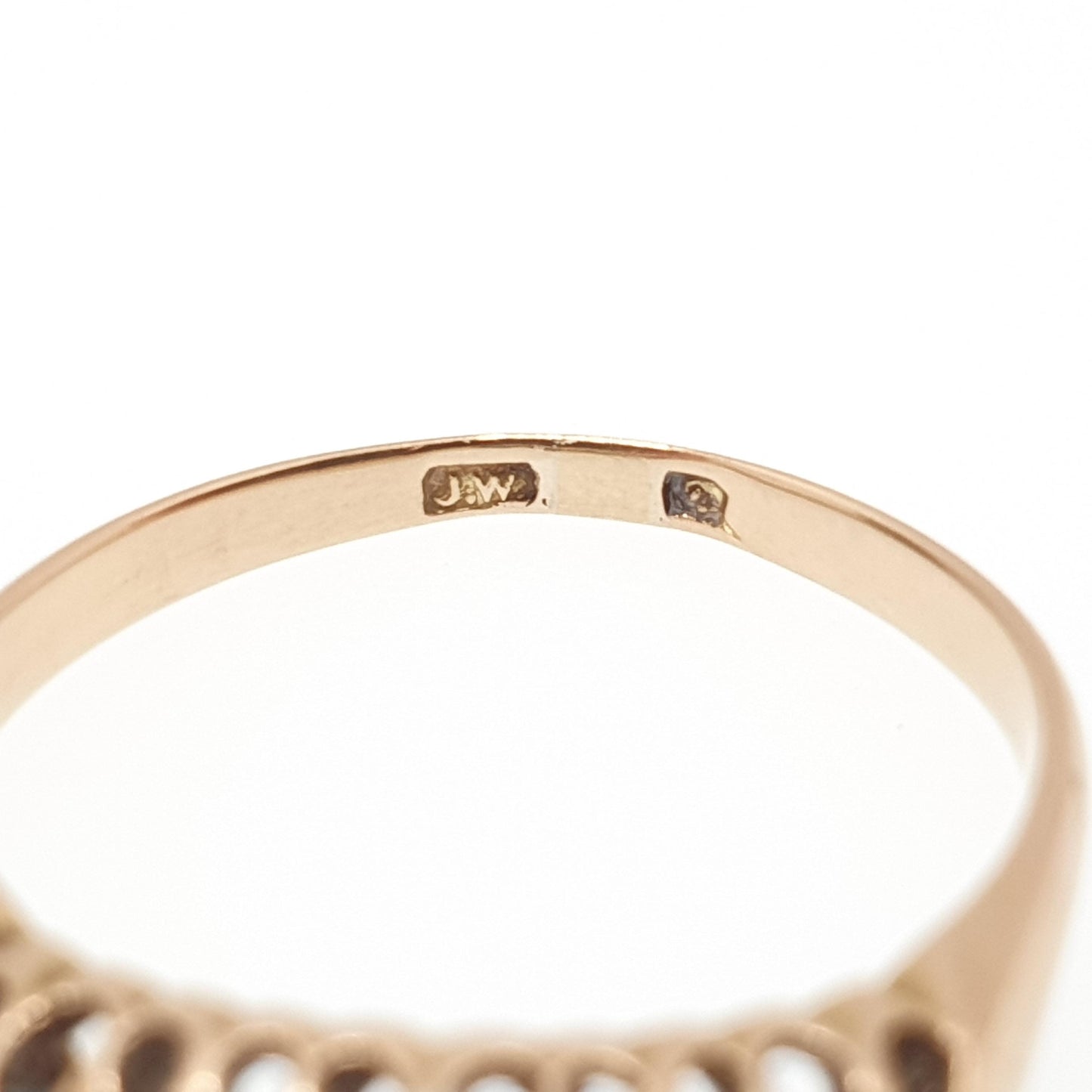 Antique 18ct Gold Sapphire & Diamond Ring Solid 18k 750 Five Gemstone Edwardian Vintage Jewelry Jewellery