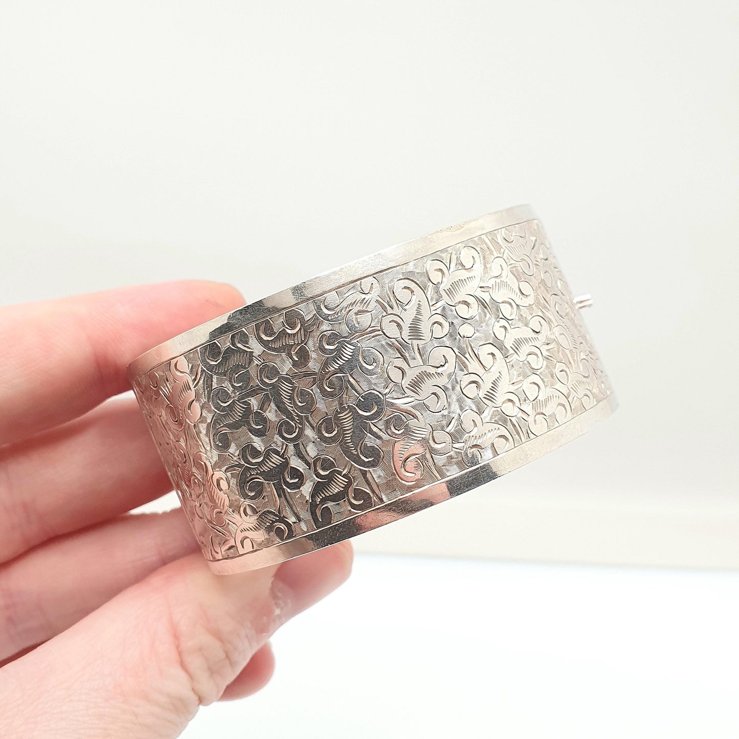 Antique Victorian Sterling Silver Snap Bracelet Bangle Large Heavy Chunky 27.31g Solid 925 Vintage Jewelry Jewellery