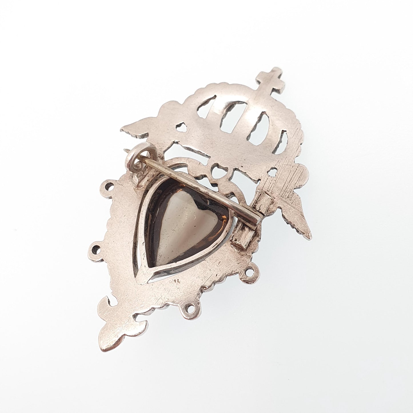 Antique Victorian Solid Silver Luckenbooth Brooch Angel Cherub Smoky Quartz Scottish Scotland Cairngorm Vintage Jewelry Jewellery