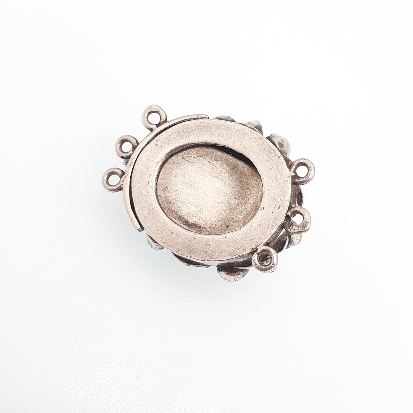 Antique Sterling Silver Cultured Pearl & Diamond Paste Clasp Necklace Bracelet Fastening Clip Triple Three Jewelry Jewellery