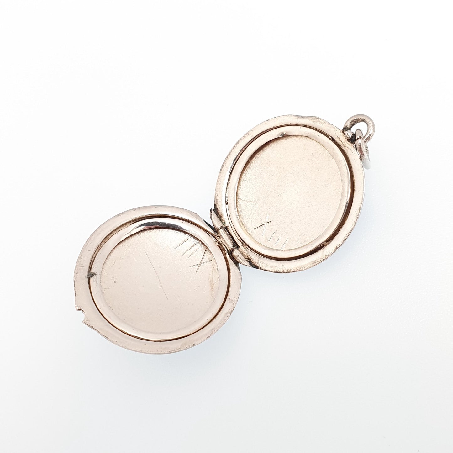 Antique Guilloche Enamel Solid Silver Locket Edwardian Rose Flower Blue Pendant Round Photo Picture Vintage Jewelry Jewelry