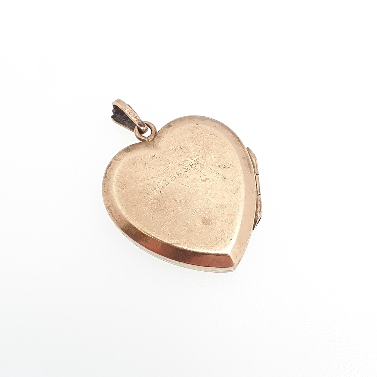 Old Vintage 9ct Gold Heart Locket Gyroscope Solid 9k 375 Pendant Small Cute Fine Estate Gift Back & Front Necklace Jewelry Womens Jewellery