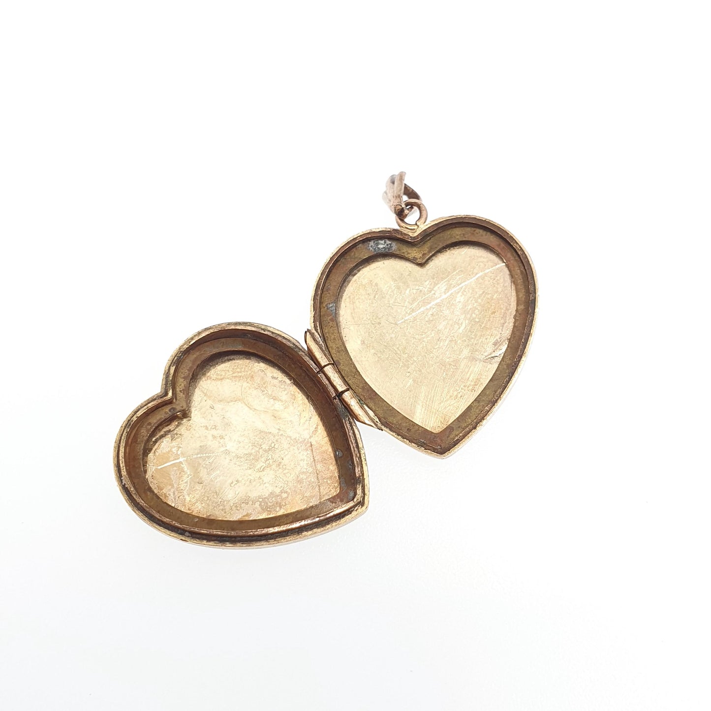 Old Vintage 9ct Gold Heart Locket Gyroscope Solid 9k 375 Pendant Small Cute Fine Estate Gift Back & Front Necklace Jewelry Womens Jewellery