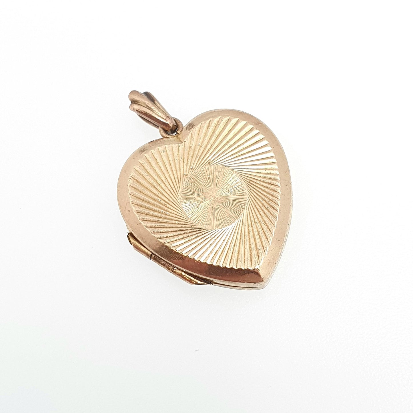 Old Vintage 9ct Gold Heart Locket Gyroscope Solid 9k 375 Pendant Small Cute Fine Estate Gift Back & Front Necklace Jewelry Womens Jewellery