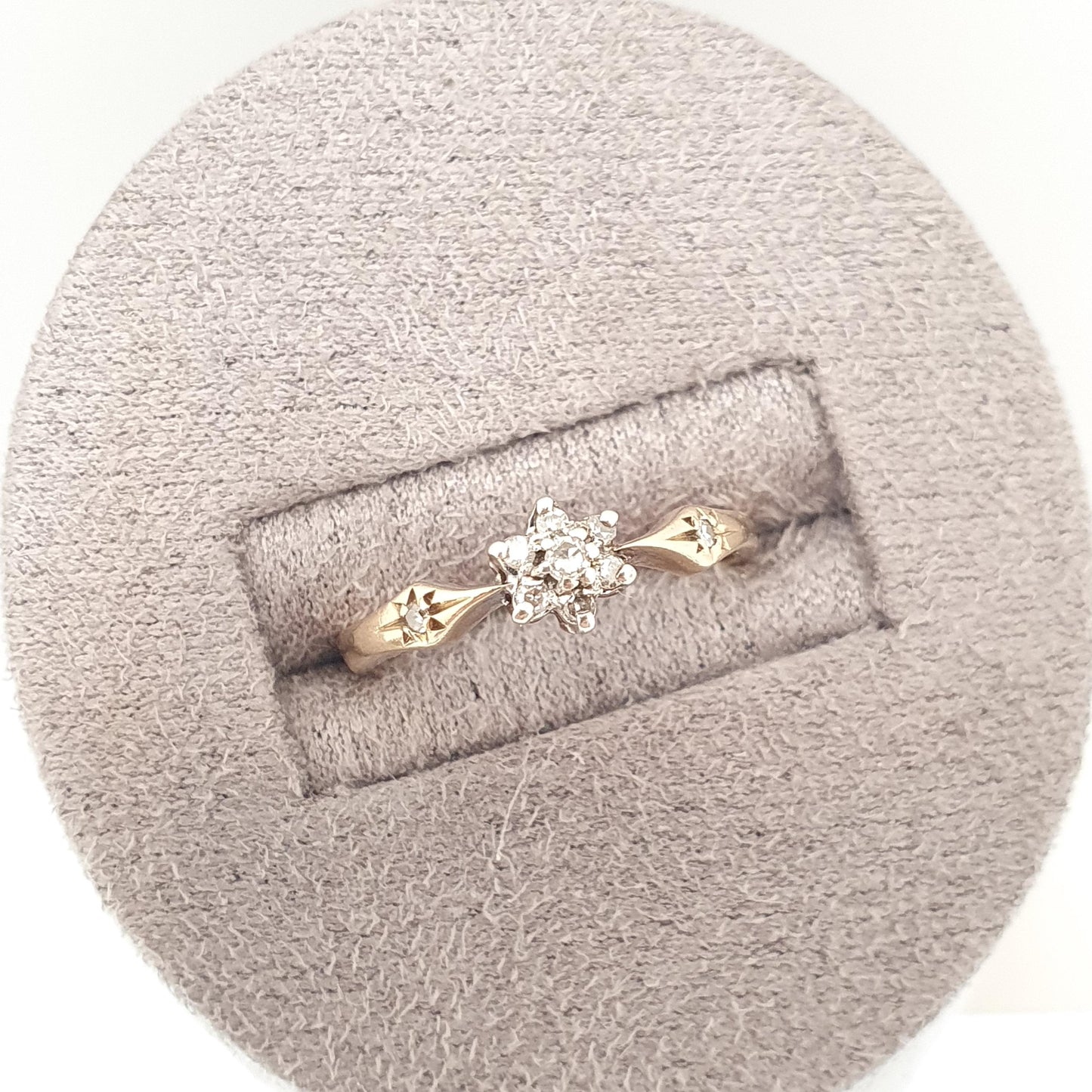 Vintage 9ct 9k Diamond Gold Ring Cluster Natural Diamonds Solid 375 Sparkly Genuine Real Gemstone Jewelry Jewellery