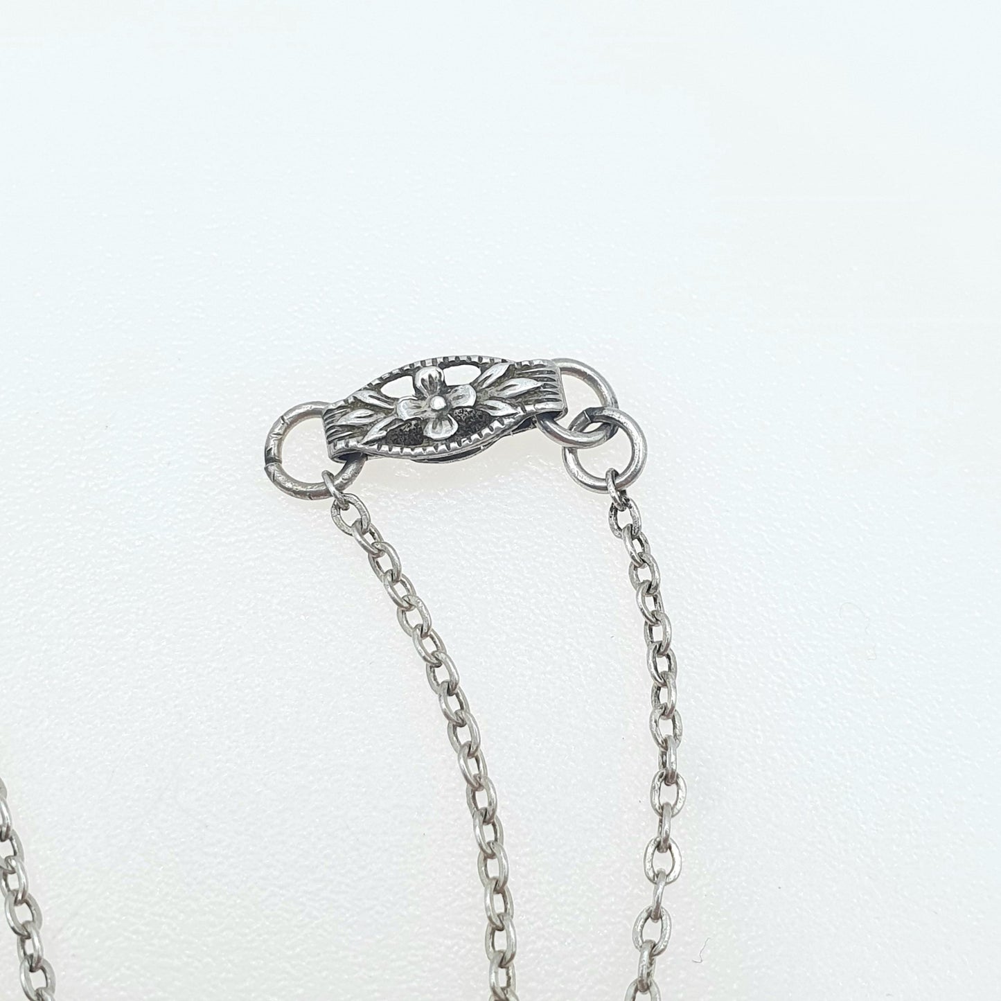Antique Victorian Sterling Silver Cable Link Chain Necklace 1.77g 41cm Art Nouveau Clasp Trace Link Vintage Jewelry Jewellery