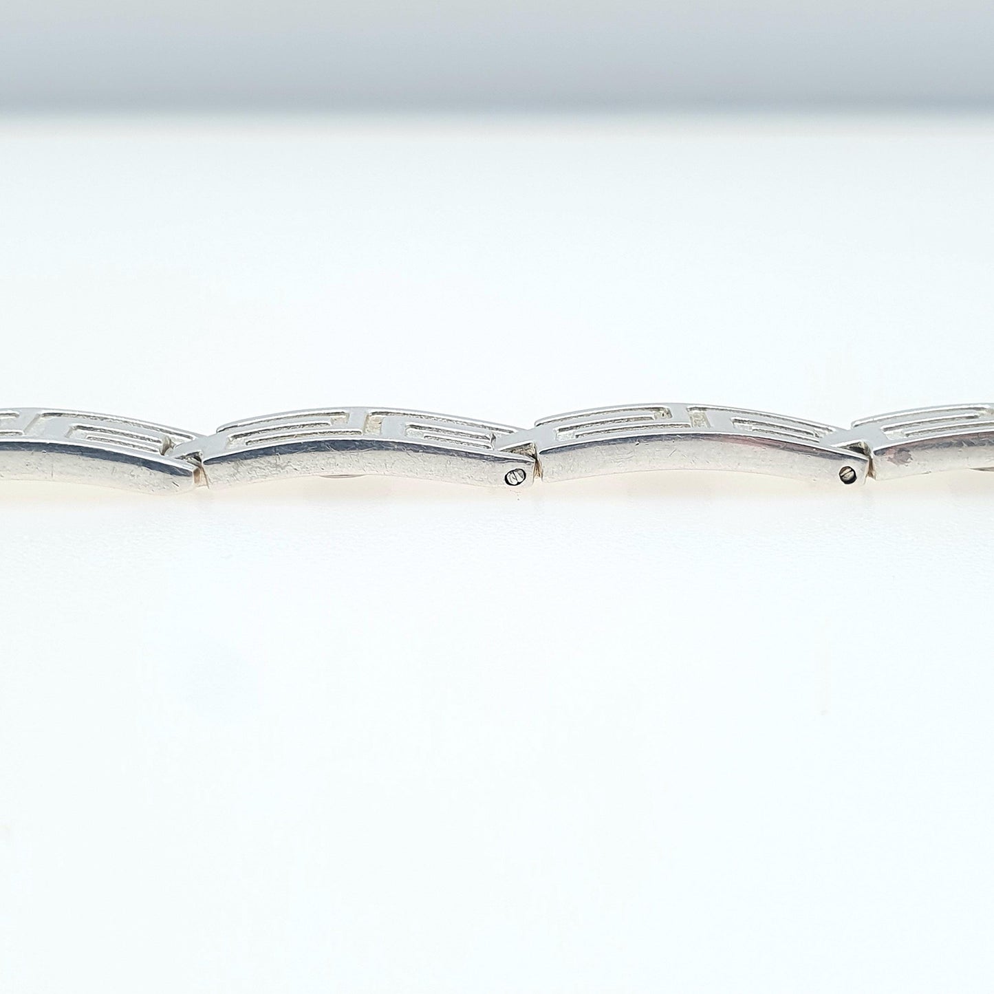 Vintage Sterling Silver Greek Key Pattern Bracelet Magnetic 18.5cm 26.86g Heavy Geometric Womens Jewelry Jewellery