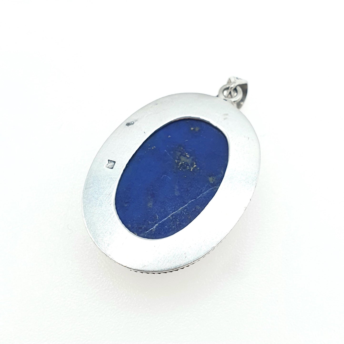 Old Vintage Solid Silver Lapis Lazuli Scarab Beetle Cameo Pendant Egyptian Egypt Genuine Gemstone Mens Womens Jewelry Jewellery