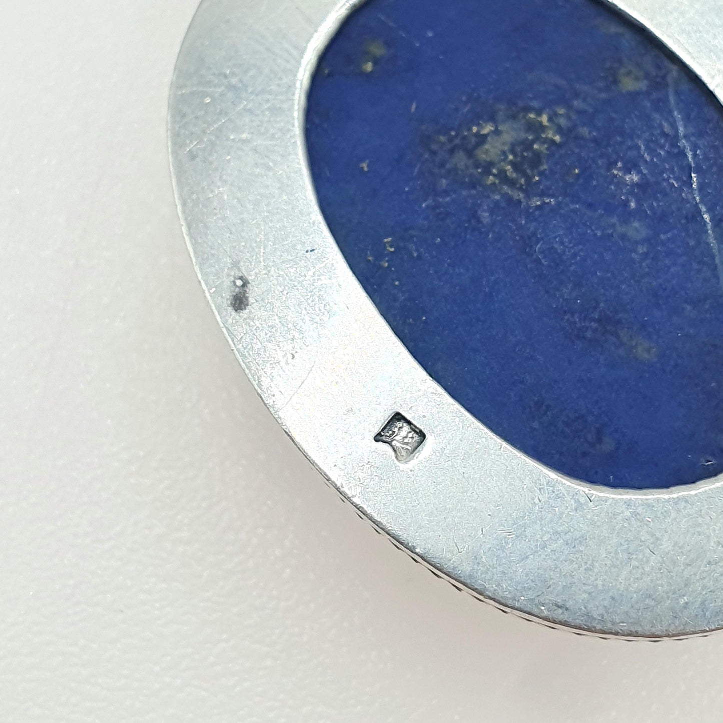 Old Vintage Solid Silver Lapis Lazuli Scarab Beetle Cameo Pendant Egyptian Egypt Genuine Gemstone Mens Womens Jewelry Jewellery