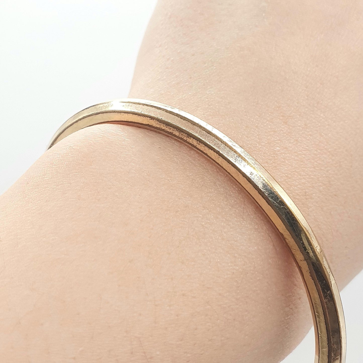 RESERVED/SOLD DON Antique Victorian Rolled Rose Gold Slave Bangle Bracelet Gold Filled Faceted Womens Ladies Jewelry Retro Jewellery Unisex