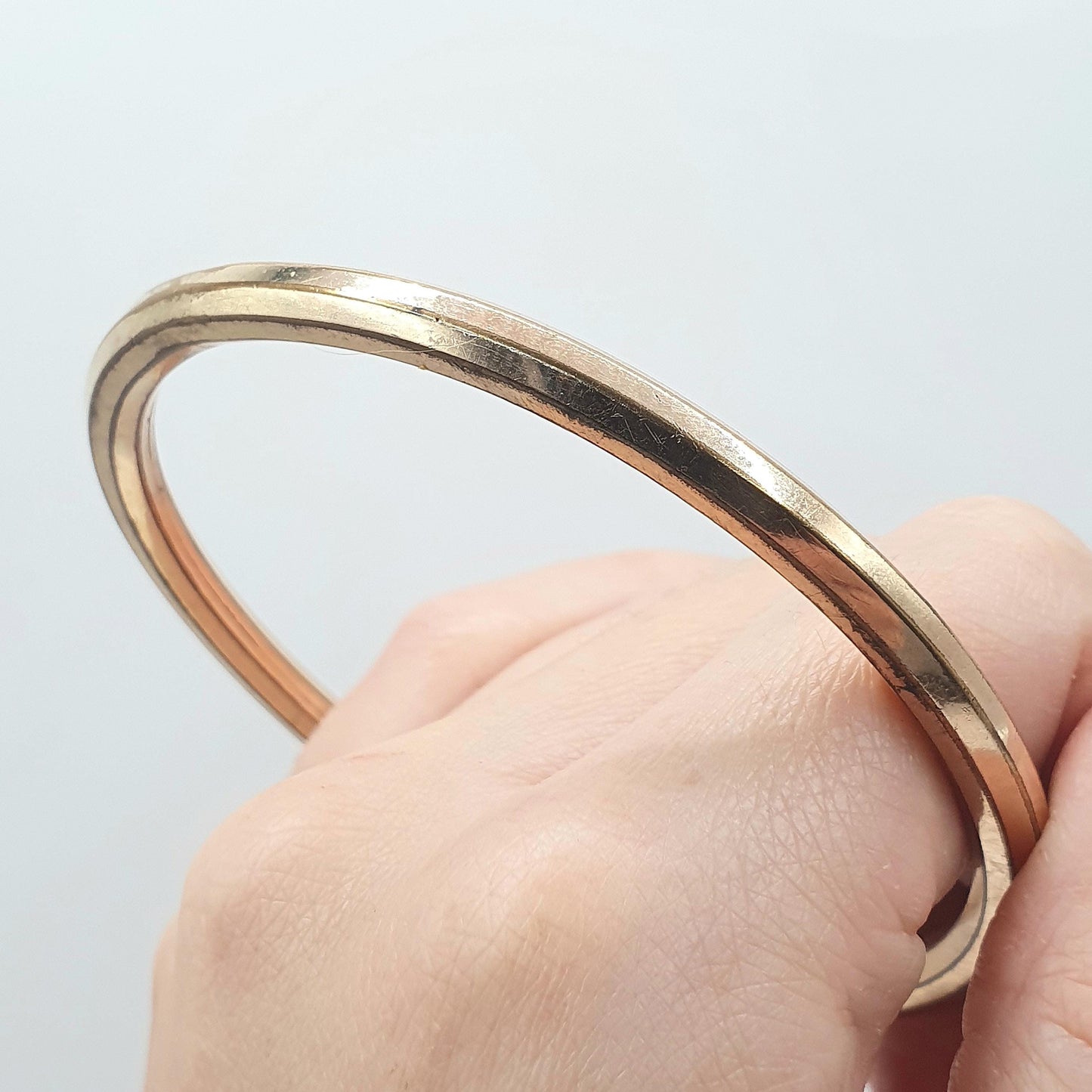 RESERVED/SOLD DON Antique Victorian Rolled Rose Gold Slave Bangle Bracelet Gold Filled Faceted Womens Ladies Jewelry Retro Jewellery Unisex