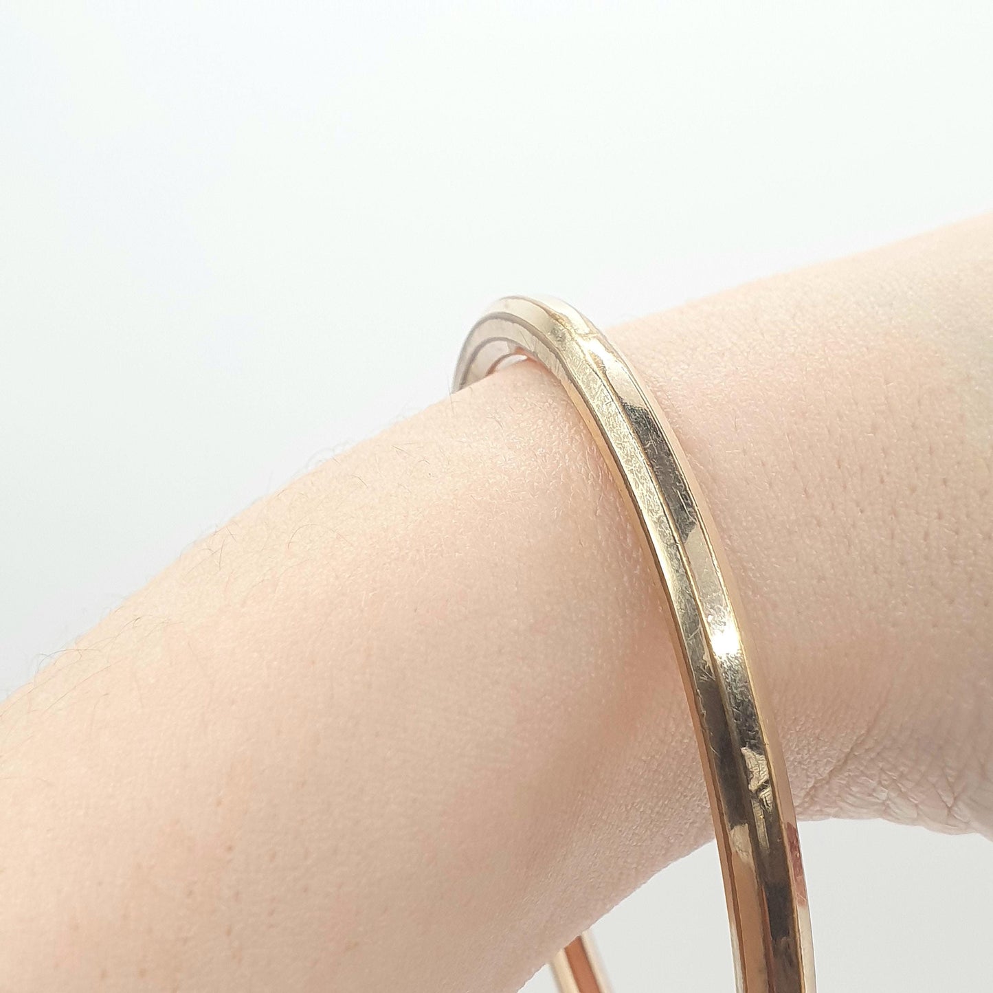 RESERVED/SOLD DON Antique Victorian Rolled Rose Gold Slave Bangle Bracelet Gold Filled Faceted Womens Ladies Jewelry Retro Jewellery Unisex