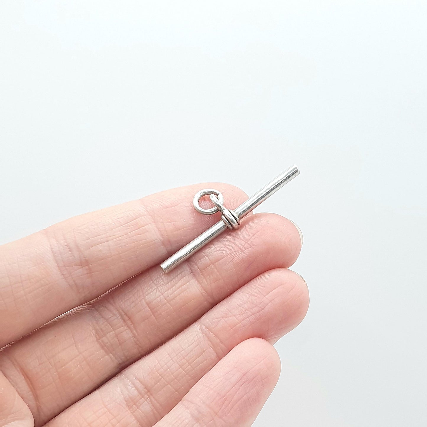 Antique Sterling Silver T Bar Fob Pendant Necklace Albert Chain Vintage Solid 925 Unisex Mens Womens Jewelry Jewellery