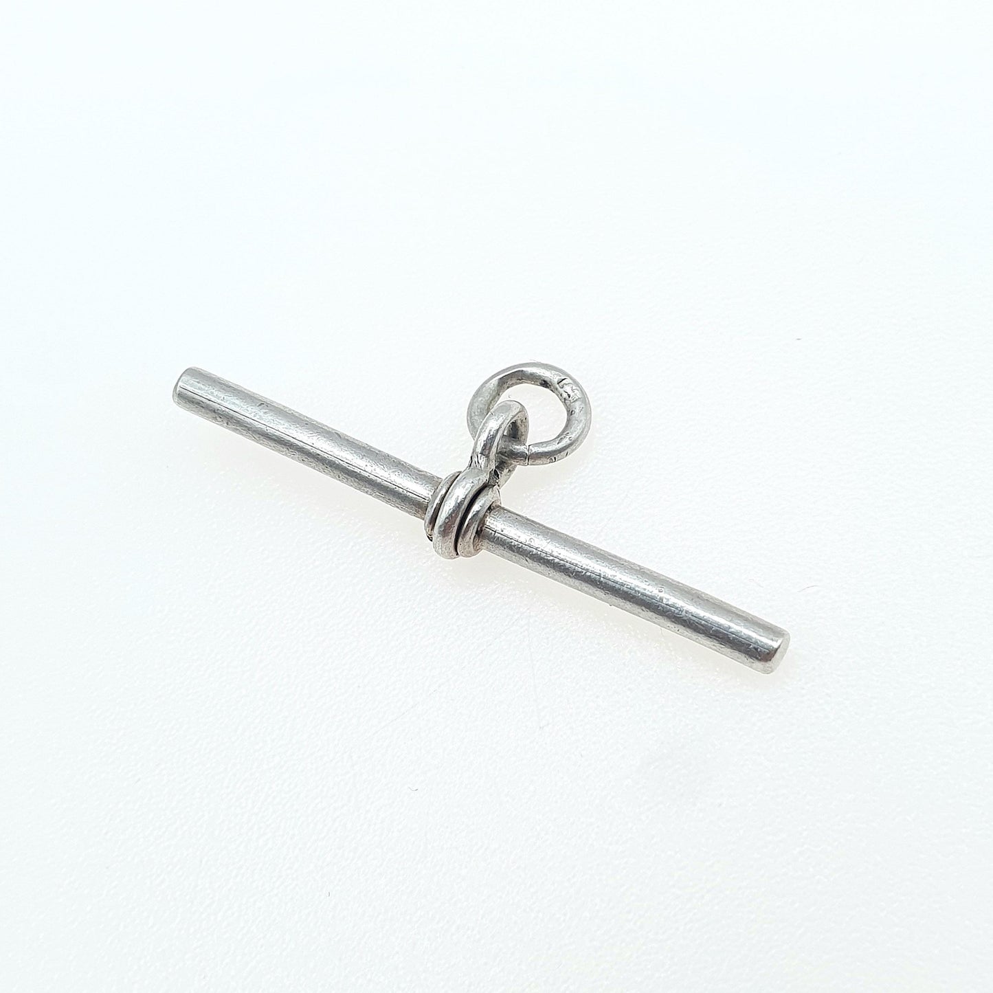 Antique Sterling Silver T Bar Fob Pendant Necklace Albert Chain Vintage Solid 925 Unisex Mens Womens Jewelry Jewellery
