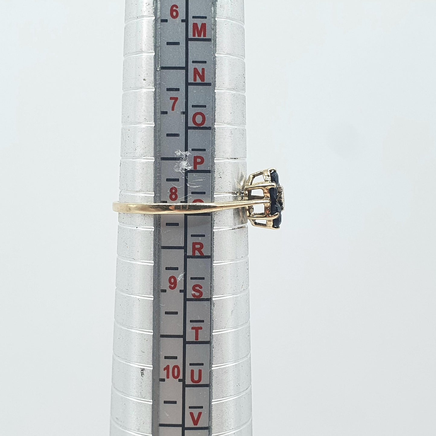 Vintage 9ct Gold Sapphire & Diamond Cluster Ring Halo Solid 9k 9kt Genuine Gemstone Retro Jewelry Jewellery Women’s