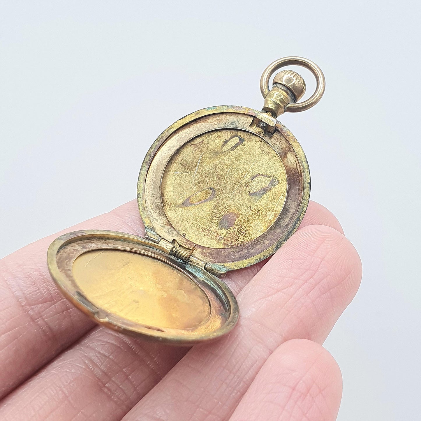 Antique Victorian Rolled Gold Turquoise Glass Locket Pocket Watch Style Gold Fillled Vintage Necklace Womens Ladies Jewellery Jewelry