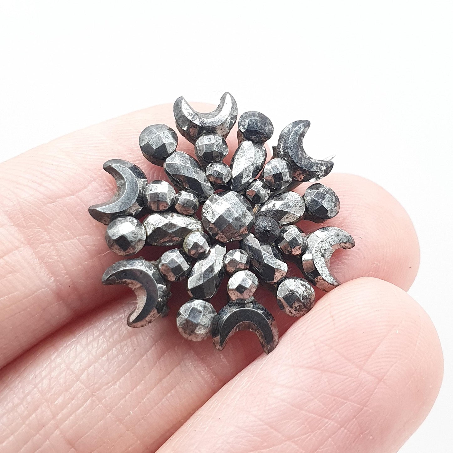 RESERVED/SOLD DON Antique Georgian Steel Cul Crescent Moon Star Brooch Cluster Handmade Celestial Vintage Mens Unisex Womens Jewelry Jewellery