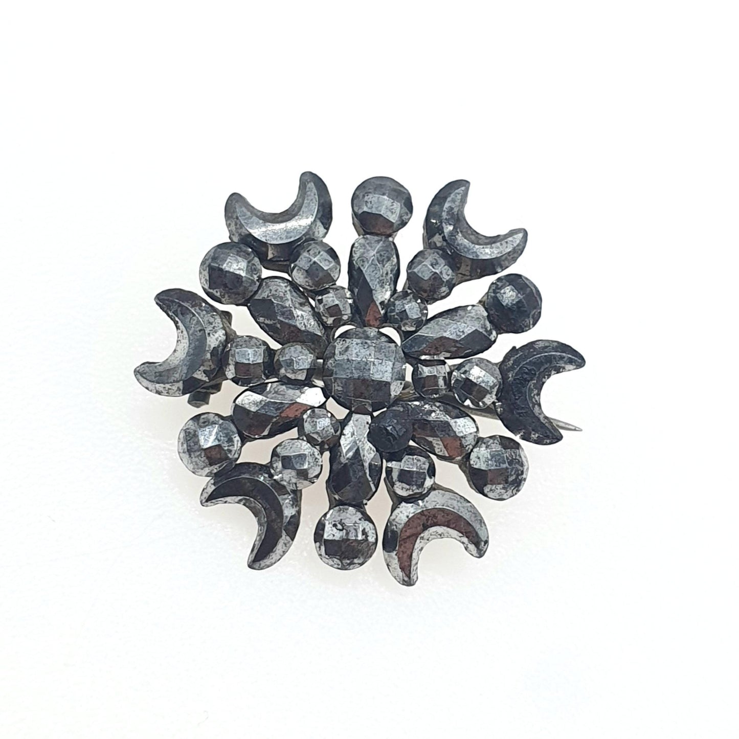 RESERVED/SOLD DON Antique Georgian Steel Cul Crescent Moon Star Brooch Cluster Handmade Celestial Vintage Mens Unisex Womens Jewelry Jewellery