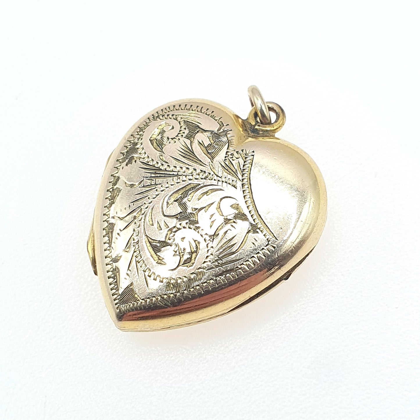 Antique Rolled Gold Heart Locket Yellow Necklace Pendant Gift Photo Vintage Jewellery Engraved Gold Filled