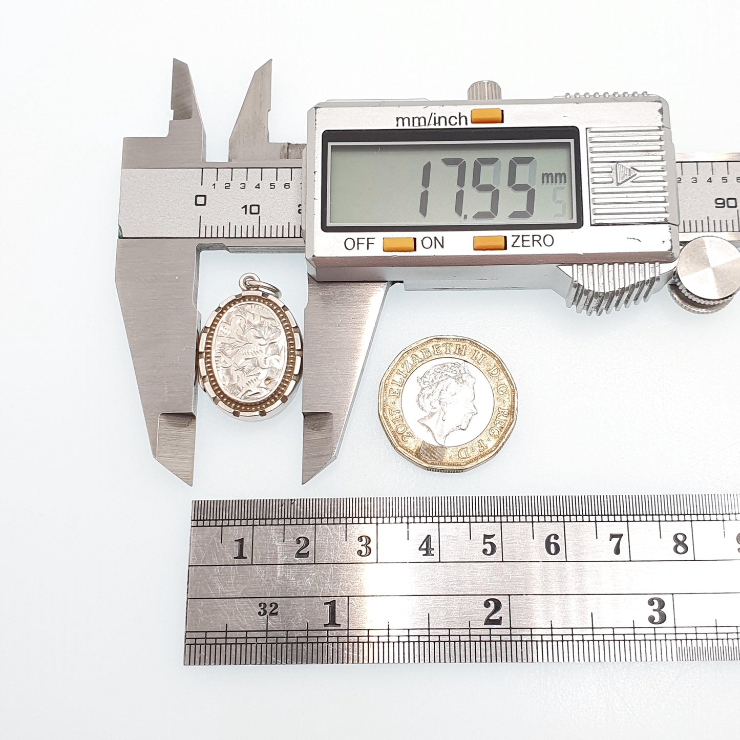 Antique Sterling Silver Locket Hallmark Oval Small Cute 1882 Hallmark Necklace Vintage Stepped Pendant Geometric Womens Jewelry Jewellery