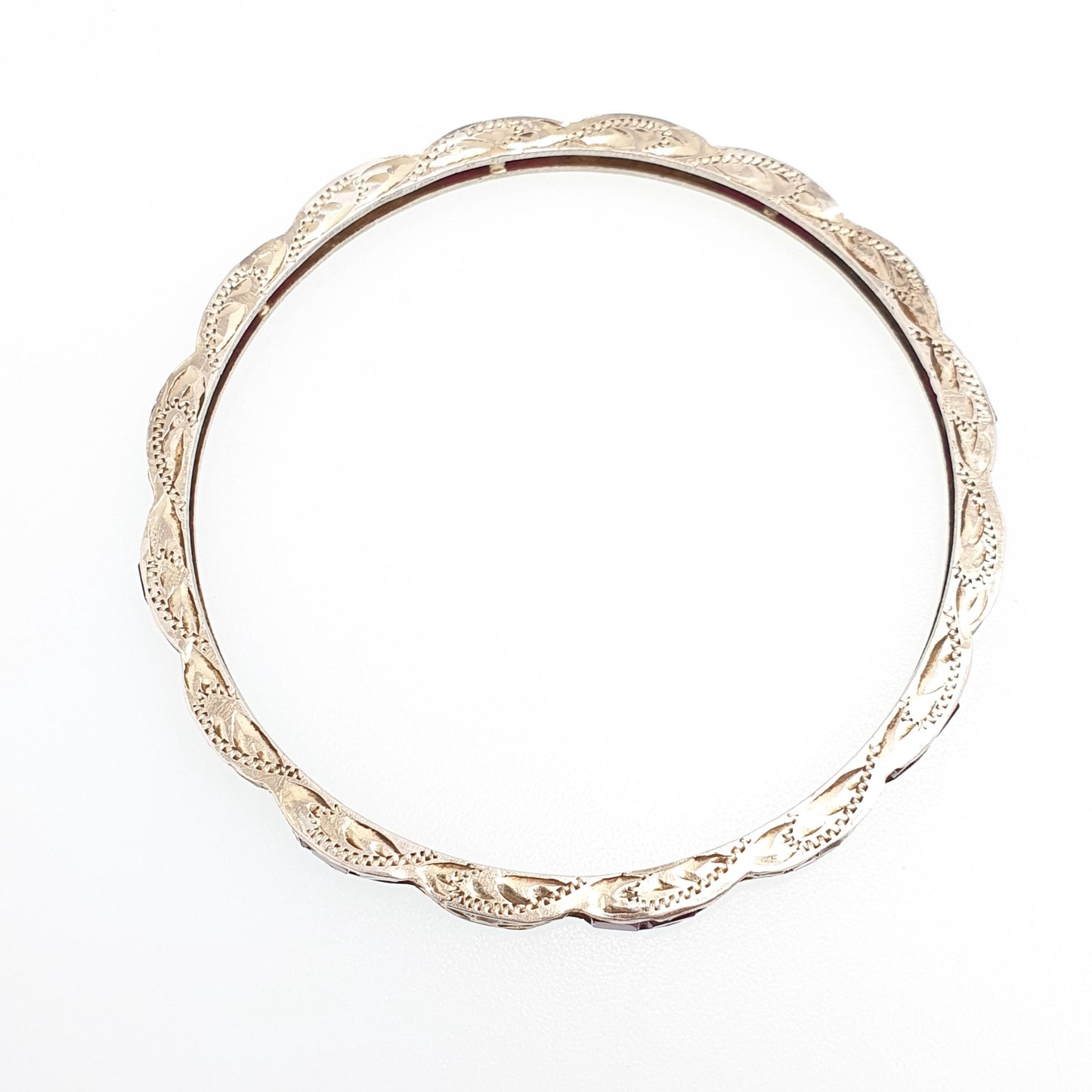 Vintage Rolled Gold Ruby & White Sapphire Bangle Gold Filled Genuine Real Gemstones Handmade 9.19g Jewellery Jewelry