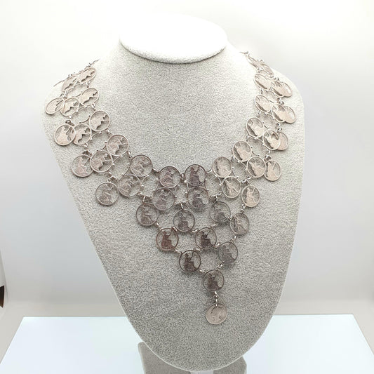 Antique Victorian Sterling Silver Coin Necklace Georgian Four Pence Groat Festoon Hallmarked Cut Out Vintage Womens Jewelry Jewellery