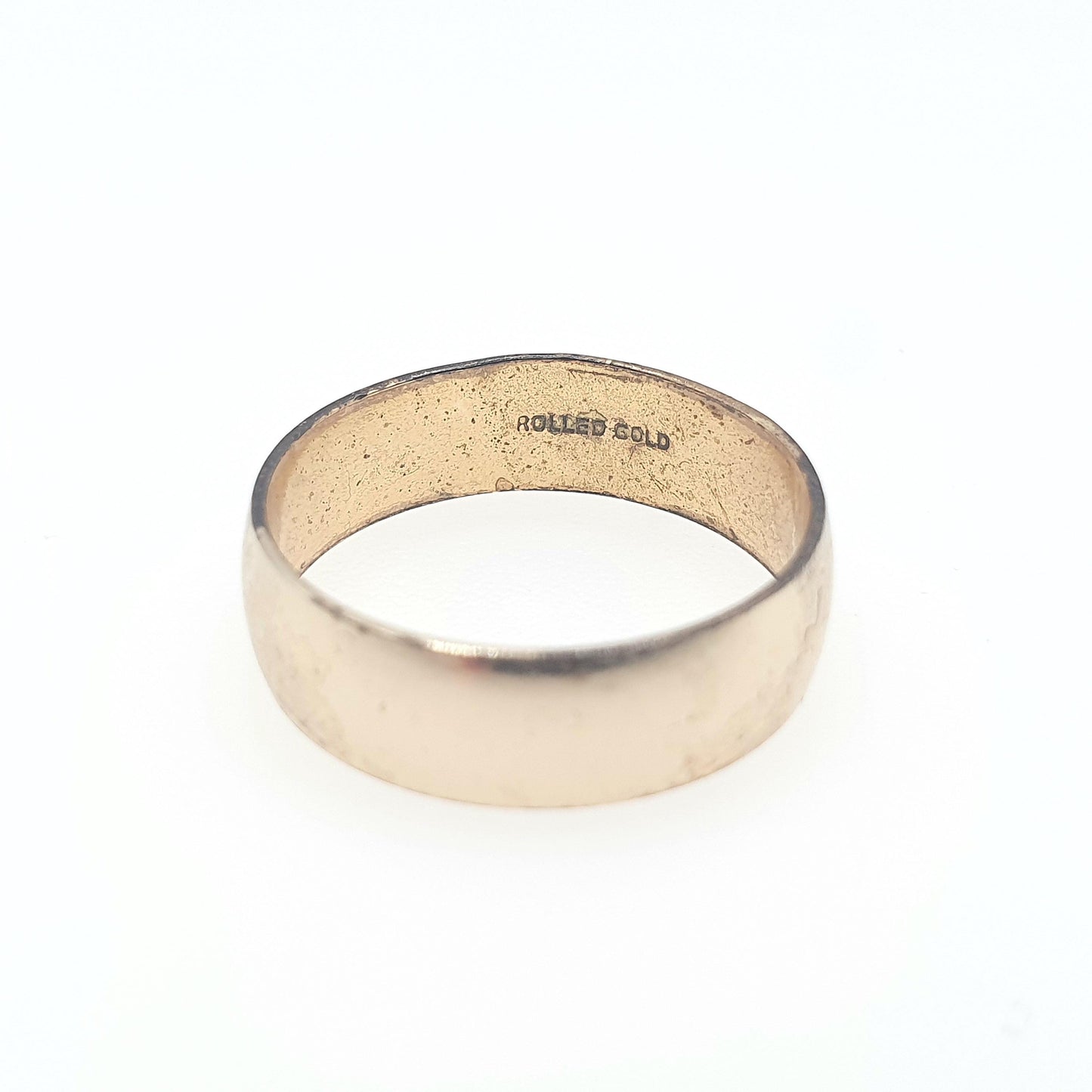 Antique Rolled Gold Band Ring Gold Filled Wide Thick Plain Smooth Wedding Band Vintage Mens Womens Jewelry Jewellery