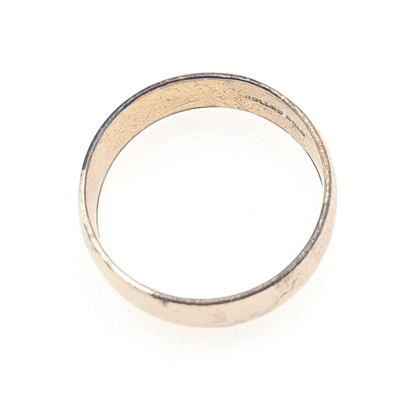 Antique Rolled Gold Band Ring Gold Filled Wide Thick Plain Smooth Wedding Band Vintage Mens Womens Jewelry Jewellery