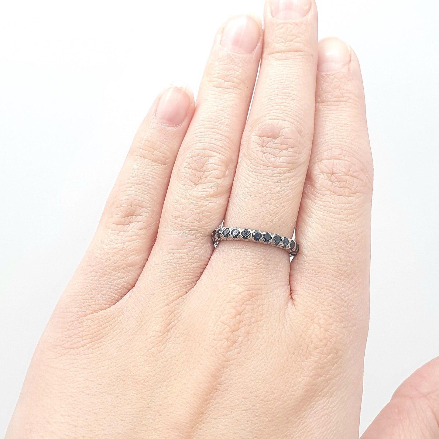 Vintage Genuine Sapphire Eternity Ring Silver Tone Base Metal Real Genuine Gemstones Women’s Jewelry Jewellery