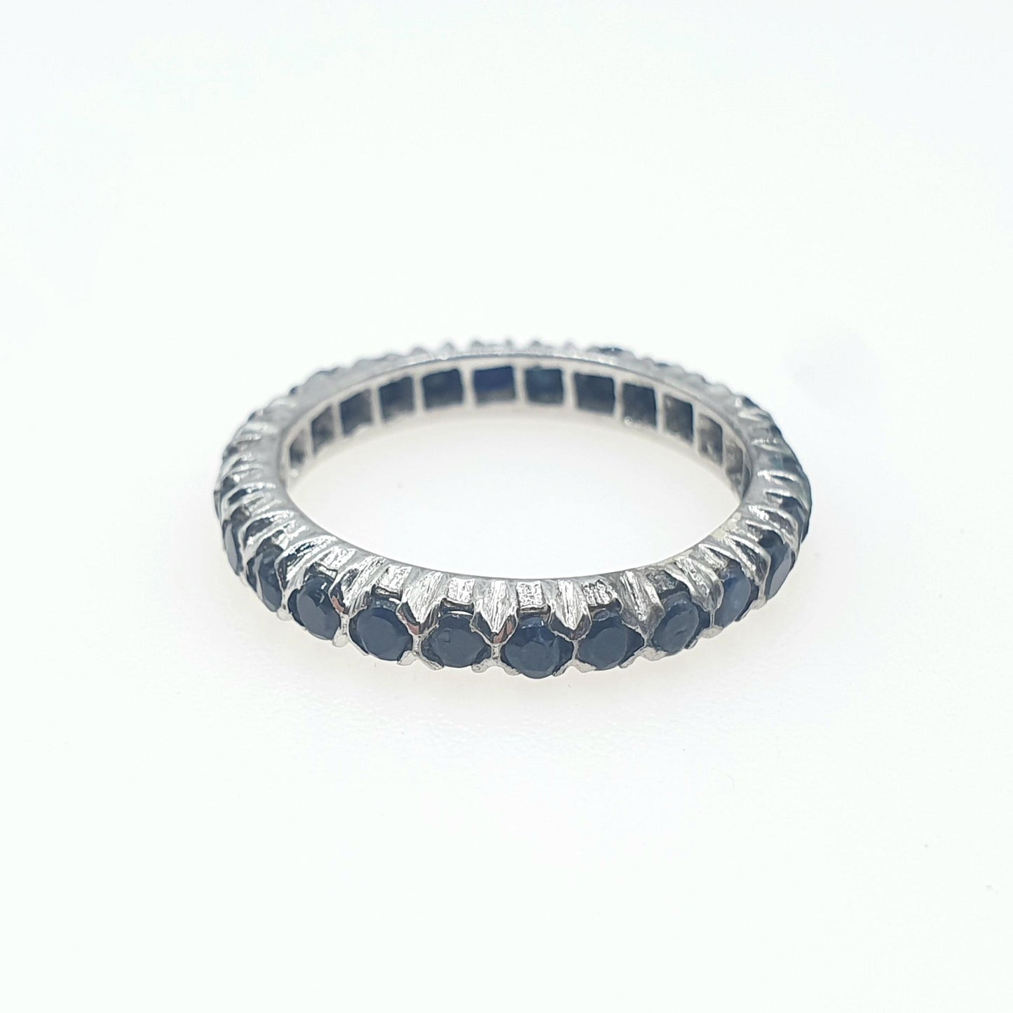 Vintage Genuine Sapphire Eternity Ring Silver Tone Base Metal Real Genuine Gemstones Women’s Jewelry Jewellery