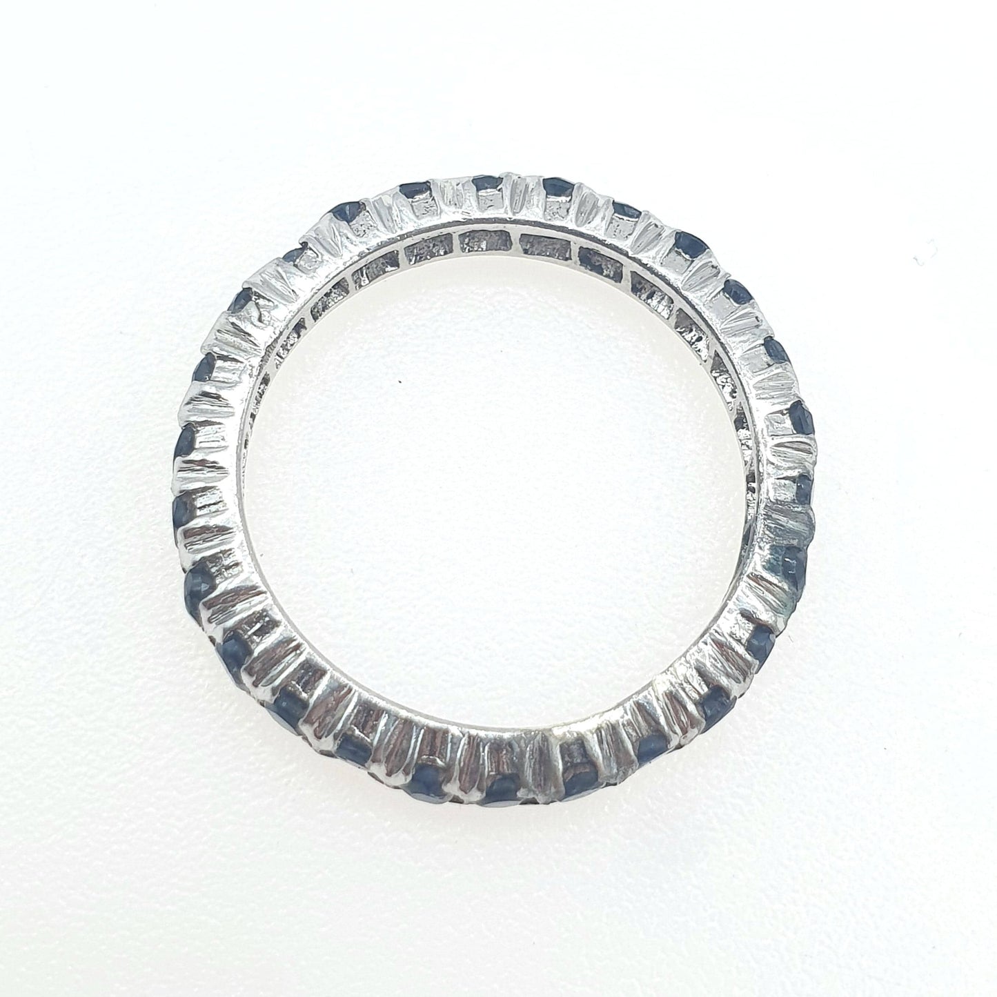 Vintage Genuine Sapphire Eternity Ring Silver Tone Base Metal Real Genuine Gemstones Women’s Jewelry Jewellery