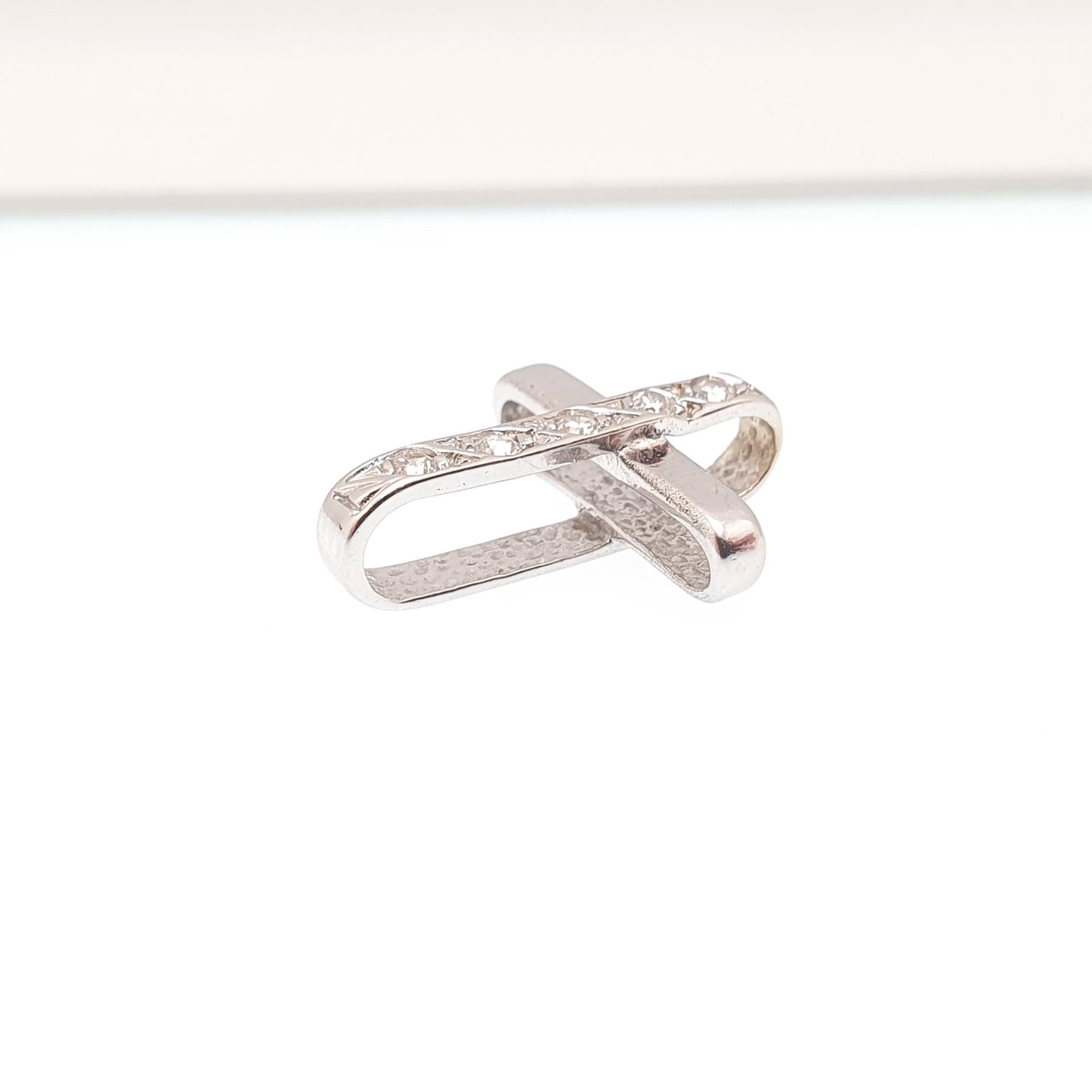 Vintage 18ct White Gold Diamond Cross Pendant Crucifix Necklace Natural Brilliant Cut  Solid 750 18k 18kt Italian Jewelry
