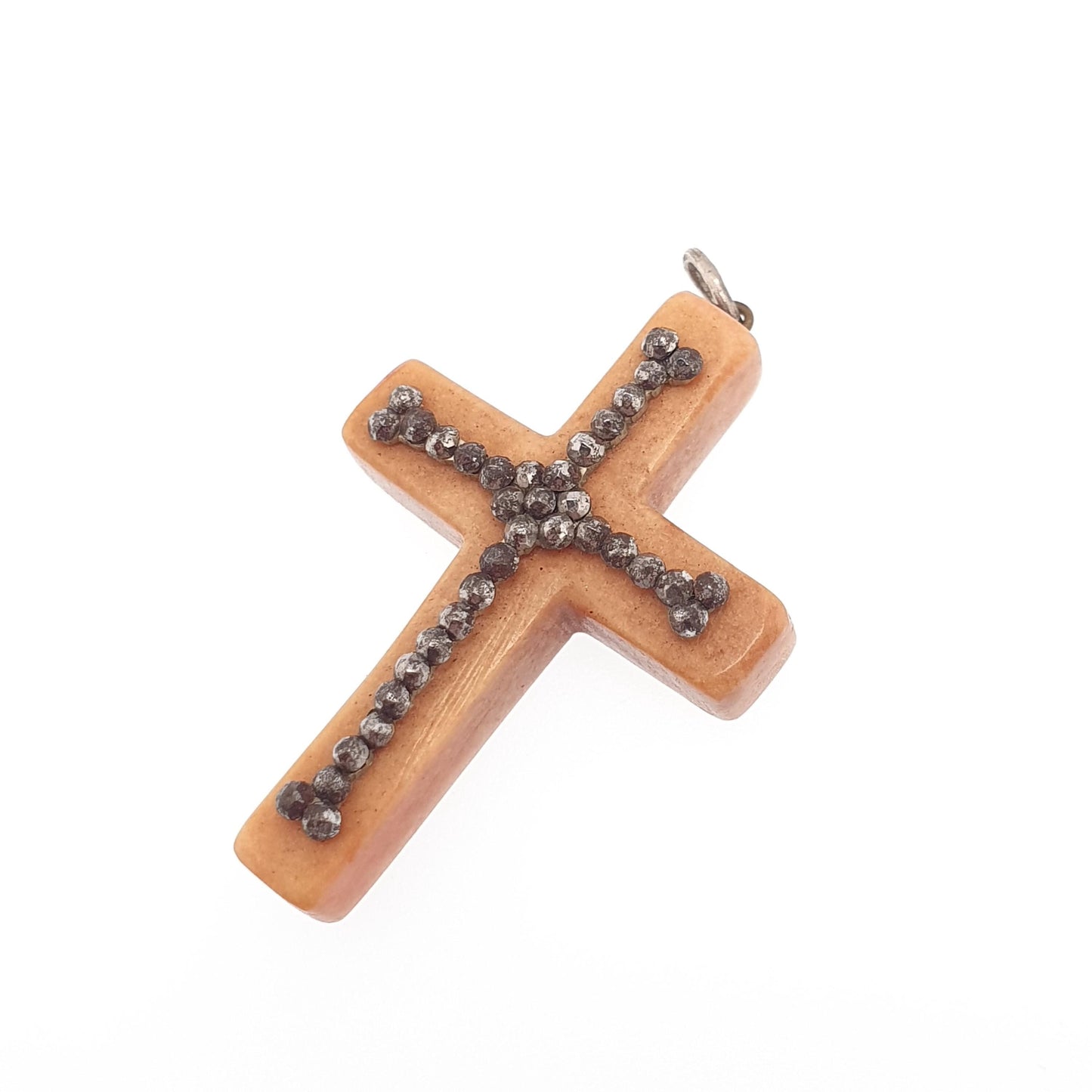 Antique Georgian Steel Cut Crucifix Pendant Cross Necklace Early 1800s Pre Victorian Handmade Vintage Jewelry Jewellery