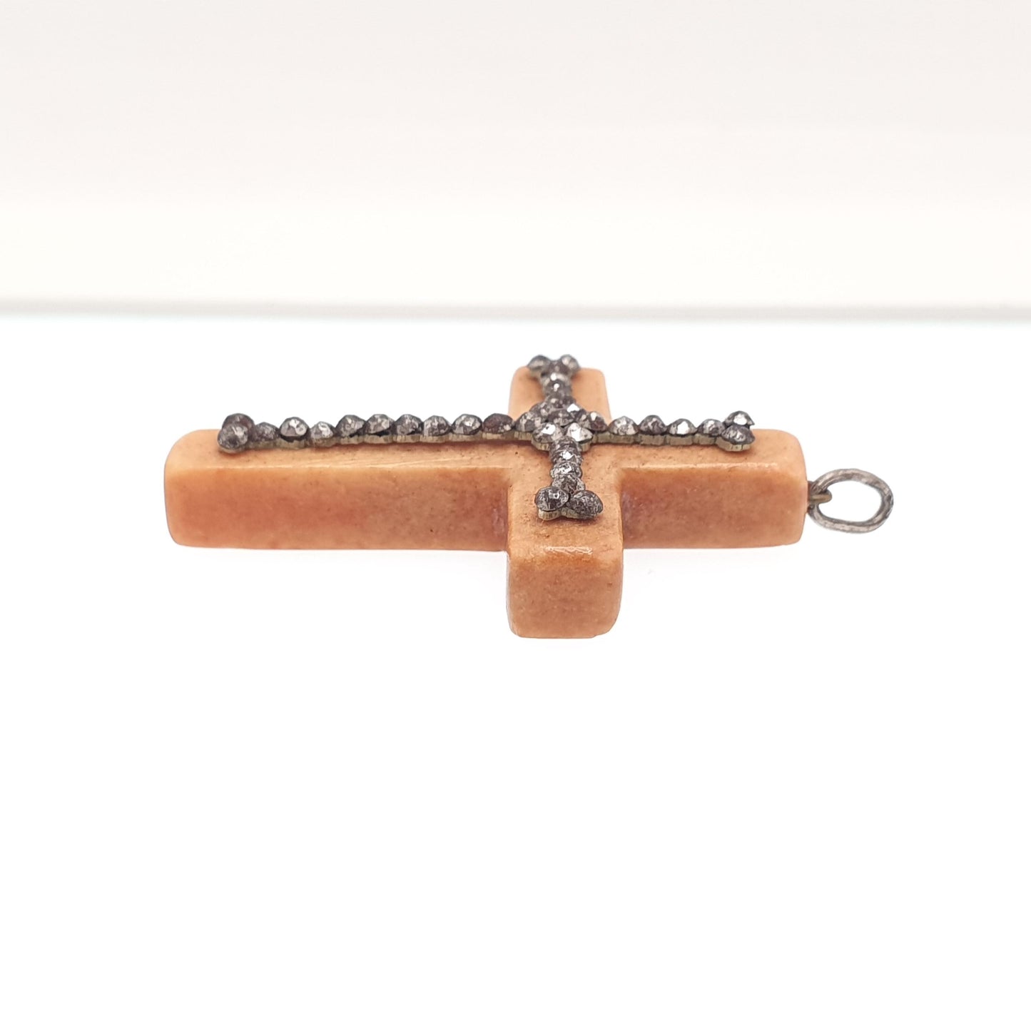Antique Georgian Steel Cut Crucifix Pendant Cross Necklace Early 1800s Pre Victorian Handmade Vintage Jewelry Jewellery