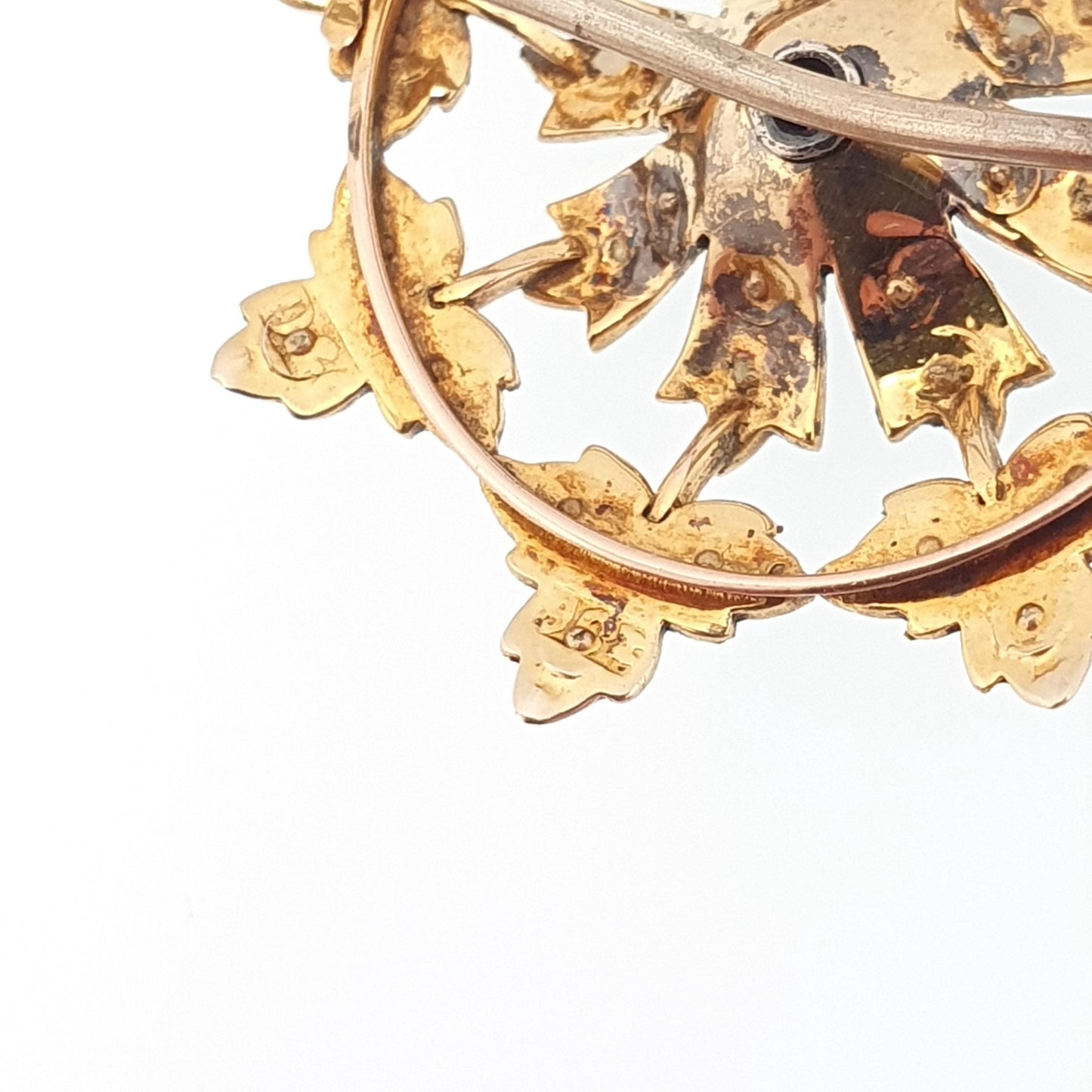 Antique 9ct Gold Garnet Necklace Pendant Seed Pearl Flower Brooch Solid 9k 9kt Art Nouveau Vintage Jewelry Jewellery