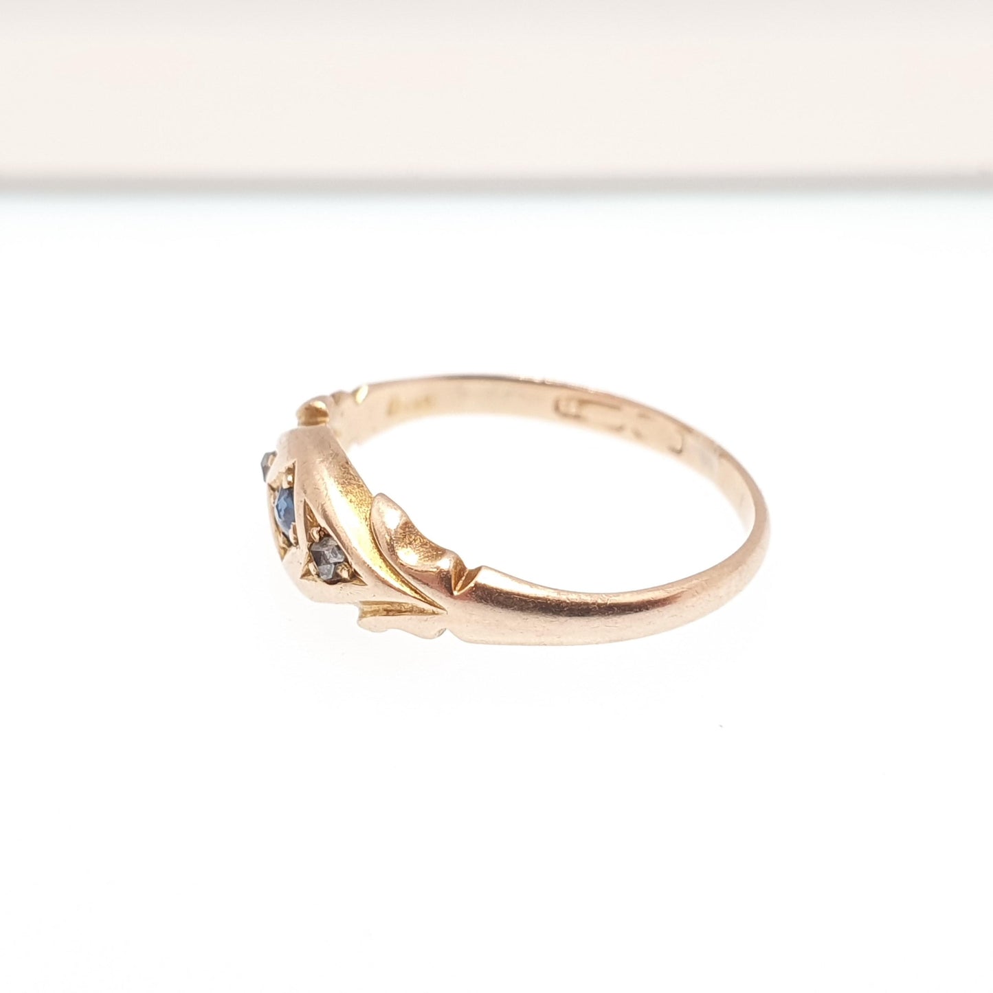 Antique 15ct Gold Sapphire Ring Diamond Victorian Solid 625 15 Carat Fine Estate Womens Vintage Jewelry Jewellery